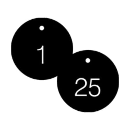 Accuform Engraved Numbered Tags, HS-Laminate, 0.1 in H x 3-1/4 in W, 25 PK TDG361BK